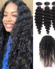 Brazilian Virgin Deep Wave Hair 3 Bundles With 360 Lace Frontal Human Hair