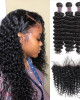 Virgin Brazilian Hair Deep Wave 3 Bundles with 13*4 Lace Frontal