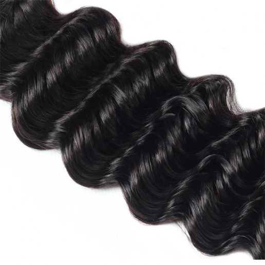 Virgin Brazilian Hair Deep Wave 3 Bundles with 13*4 Lace Frontal