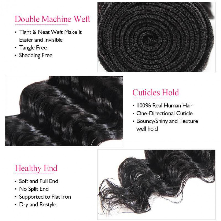 Brazilian Natural Wave Hair  3 Bundles