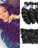 Brazilian Loose Wave Hair 3 Bundles with 13*4 Lace Frontal