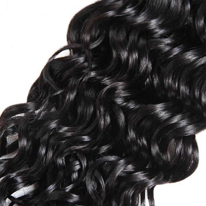 Water Wave 3 Bundles Hair Weave With 2x4 Lace Closure