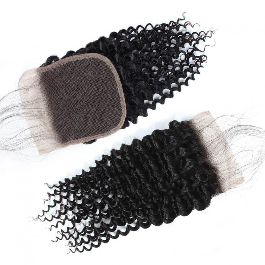 Virgin Curly Human Hair 4*4 Lace Closure with Baby Hair