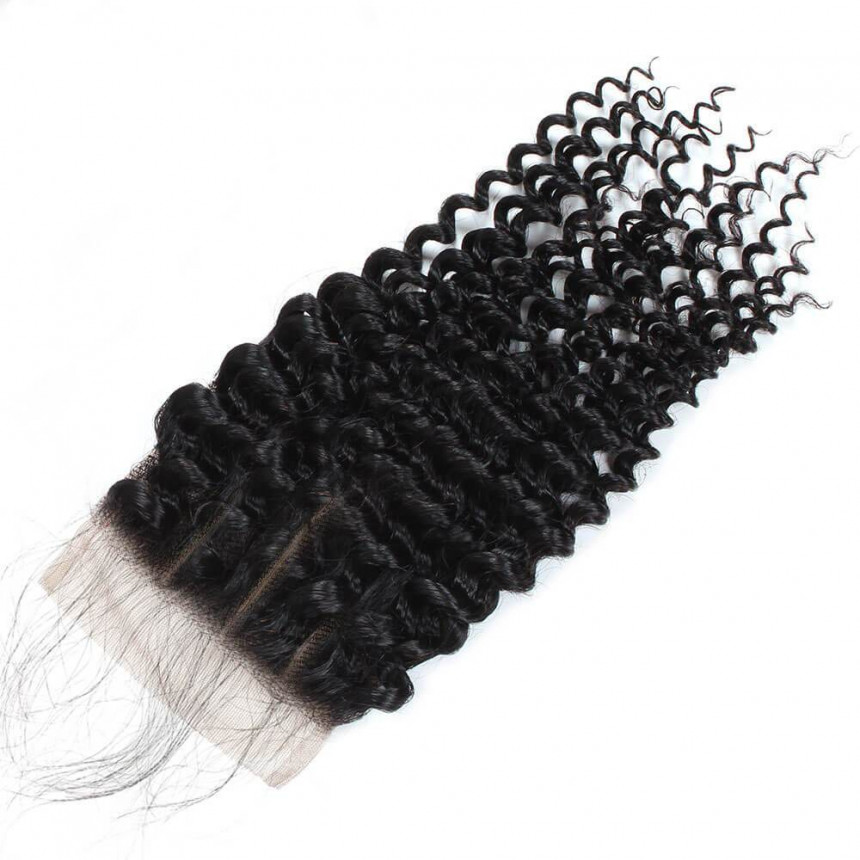 Virgin Curly Human Hair 4*4 Lace Closure with Baby Hair