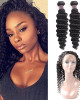 Virgin Brazilian Hair Deep Wave Hair 2 Bundles With 360 Lace Frontal