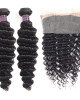 Virgin Brazilian Hair Deep Wave Hair 2 Bundles With 360 Lace Frontal