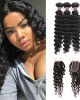 Deep Wave Hair 3 Bundles with 2*4 Lace Closure Ishow Virgin Human Hair