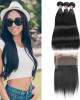 Indian Virgin Remy Hair  Indian Straight Natural Color 3 Bundles With 360 Lace Frontal Closure