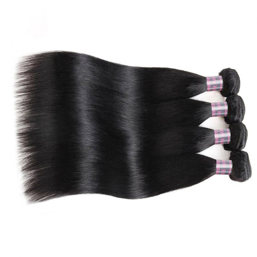 Virgin Indian Straight Human Hair Weave 4 Bundles