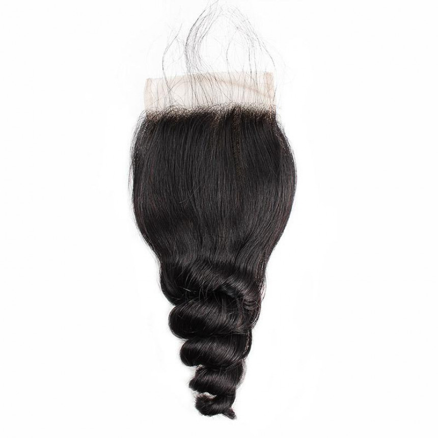 Loose Wave Hair 4*4 Lace Closure with Baby Hair 1 Piece Human Hair Lace Closure