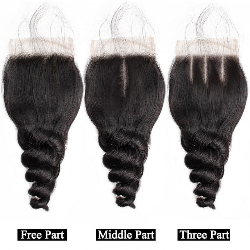 Loose Wave Hair 4*4 Lace Closure with Baby Hair 1 Piece Human Hair Lace Closure