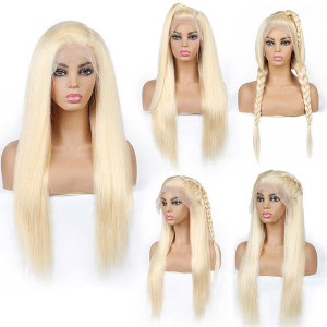 613 human hair wig malaysian summer blonde 613 color lace frontal straight human hair wig