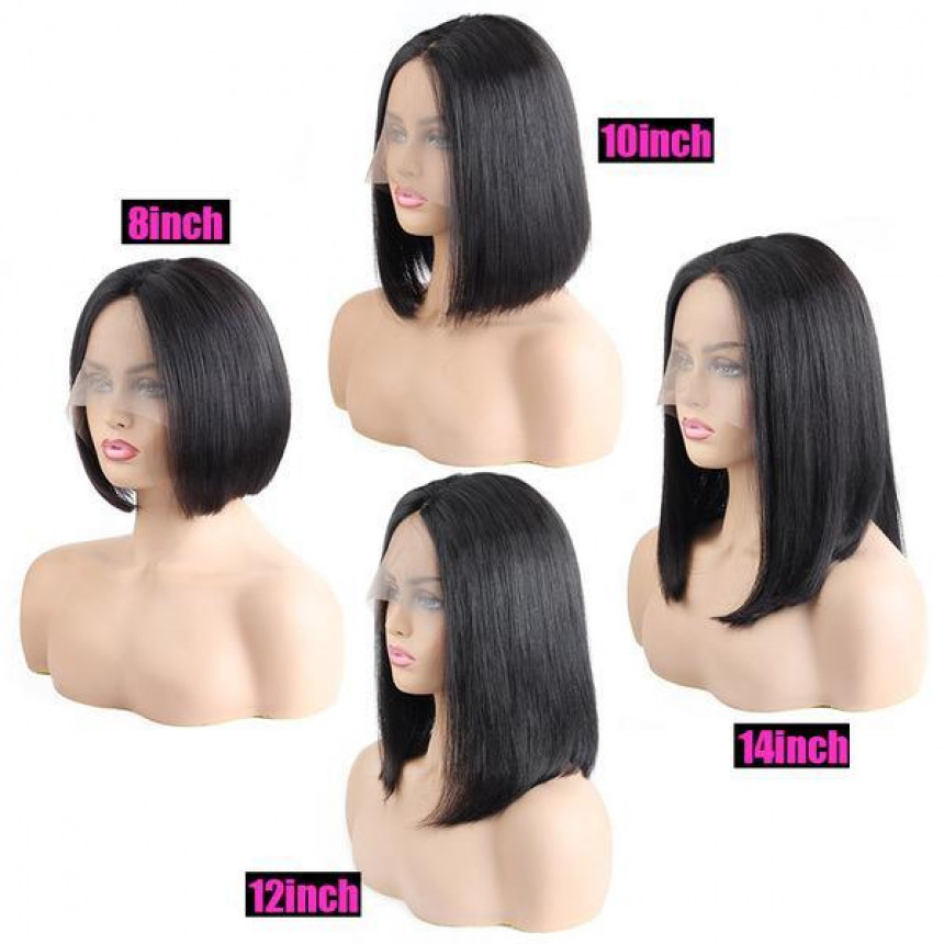 middle part brazilian remy black bob human hair wig