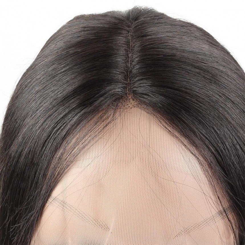 middle part brazilian remy black bob human hair wig