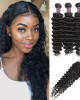 Peruvian Deep Wave Hair 3 Bundles With Lace Closure Peruvian Human Hair Extensions