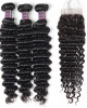 Peruvian Deep Wave Hair 3 Bundles With Lace Closure Peruvian Human Hair Extensions