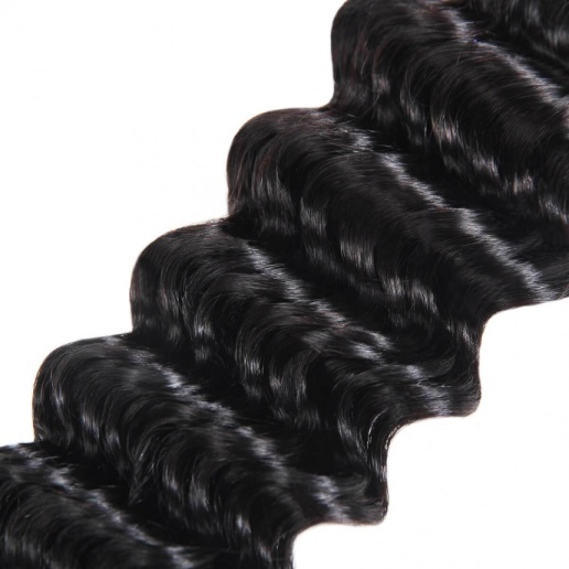 Peruvian Deep Wave Hair 3 Bundles With Lace Closure Peruvian Human Hair Extensions
