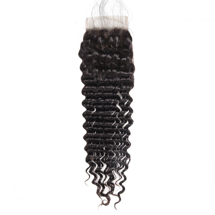 Peruvian Deep Wave Hair 3 Bundles With Lace Closure Peruvian Human Hair Extensions