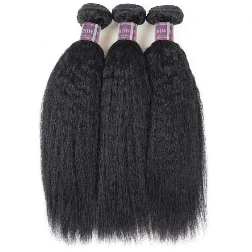 Straight Peruvian Hair Yaki Straight Human Hair 3 Bundles