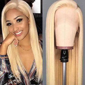 Brazilian Platinum Blonde 613 Lace Frontal Straight Human Hair Wigs