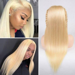 Platinum blonde peruvian 613 straight human hair wig summer hot selling hairstyles