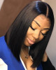 Straight Short Bob Wigs Malaysian Human Hair Middle Part Lace Closure Bob Wig