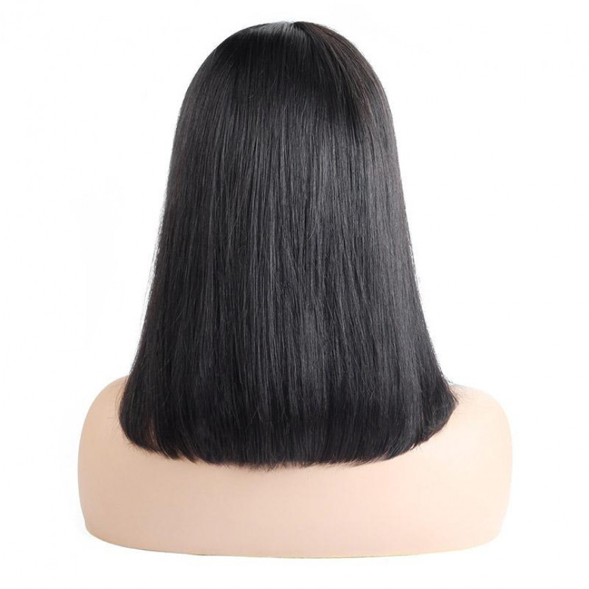 Straight Short Bob Wigs Malaysian Human Hair Middle Part Lace Closure Bob Wig