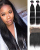 Straight  Remy Virgin Human Hair Extensions 2 Bundles with 360 Lace Frontal Natural Hair Bundles Weave