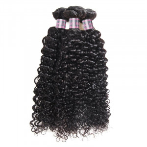 Virgin Indian Curly 3 Bundles Human Hair Weave