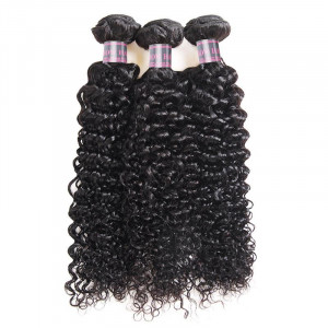 Virgin Peruvian Natural Curly Hair Weave 3 Bundles Natural Color
