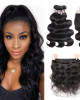 indian hair body wave 3 bundles with lace closure