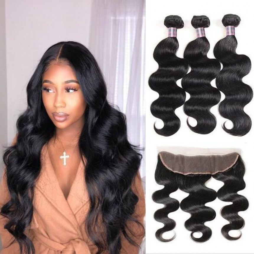 Virgin Indian Body Wave Hair 3 Bundles with 13*4 Ear To Ear Lace Frontal Virgin Indian Body Wave Hair 3 Bundles with 13*4 Ear To Ear Lace Frontal
