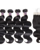 indian hair body wave 4 bundles with lace closure