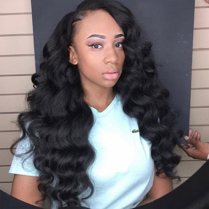 indian hair body wave 4 bundles with lace closure