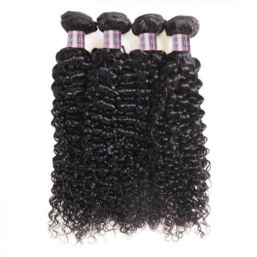 Indian Curly Hair 4 Bundles Virgin Human Hair Extensions 