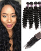 indian deep wave 4 bundles with lace closure