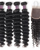 indian deep wave 4 bundles with lace closure