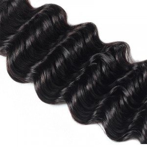 indian deep wave 4 bundles with lace closure