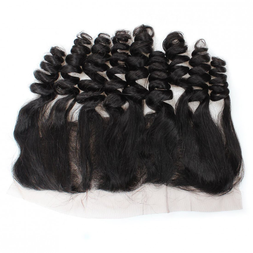 indian hair loose wave 4 bundles with lace frontal