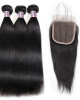 indian hair straight 3 bundles with lace closure