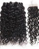 indian hair water wave 3 bundles with 4x4 lace closure