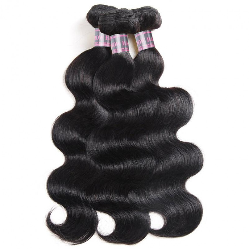 Indian Human Hair 3 Bundles Deal Ishow Body Wave Hair Bundles Natural Color 100% Human Hair Extensions