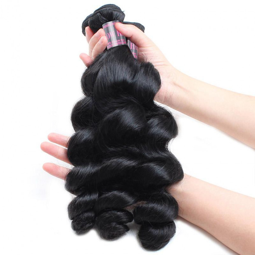 indian loose wave hair 3 bundles with 4 4 lace closure