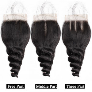 indian loose wave hair 3 bundles with 4 4 lace closure