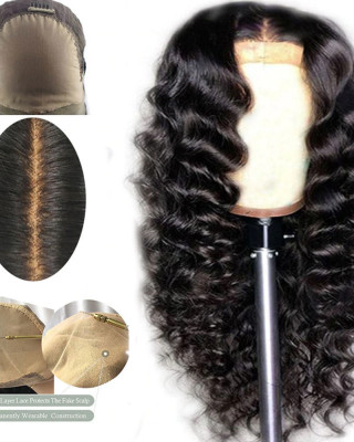 Loose Deep Wave 13x6 Lace Frontal Wigs Virgin Human Hair Pre Plucked