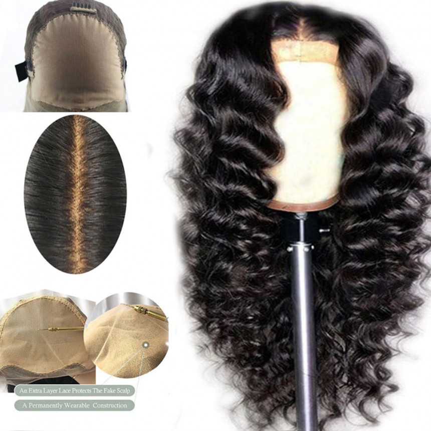 Loose Deep Wave 13x6 Lace Frontal Wigs Virgin Human Hair Pre Plucked