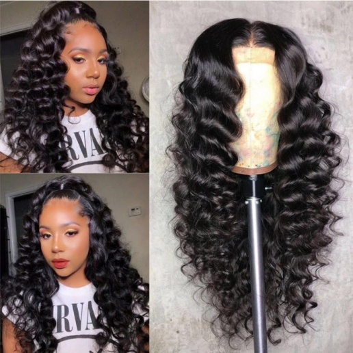 Loose Deep Wave 13x6 Lace Frontal Wigs Virgin Human Hair Pre Plucked