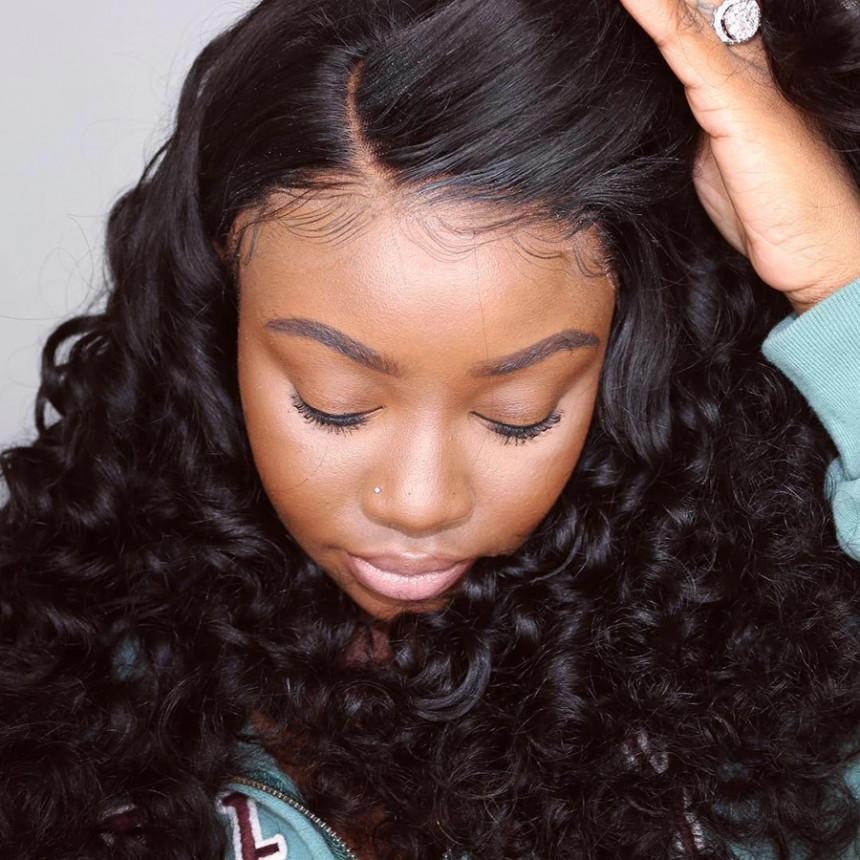 Loose Deep Wave 13x6 Lace Frontal Wigs Virgin Human Hair Pre Plucked