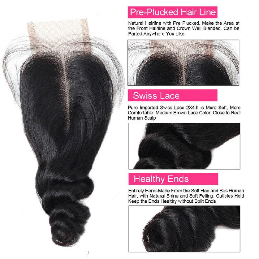 loose wave virgin human hair weave 3 bundles with 2 4 lace closure with baby hair loose wave virgin human hair weave 3 bundles with 2 4 lace closure with baby hair