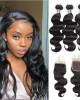 malaysian hair body wave 3 bundles with lace closure